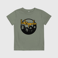Футболка хлопковая детская Led Zeppelin Лед Зеппелин, цвет: авокадо