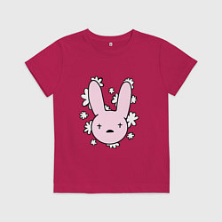 Футболка хлопковая детская Bad Bunny Floral Bunny, цвет: маджента