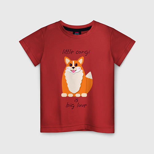 Детская футболка Маленький корги - большая любовь / Красный – фото 1