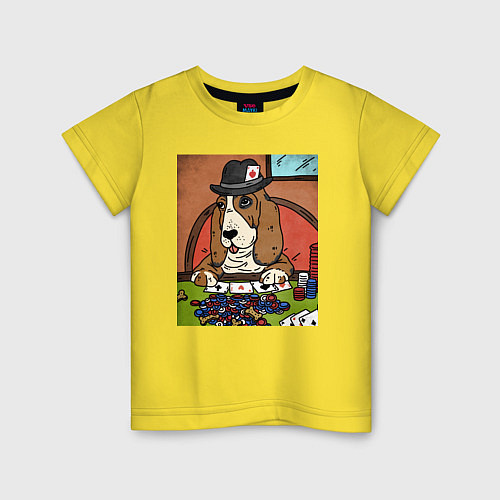 Детская футболка Бассет-хаунд с картами / Желтый – фото 1