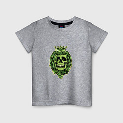 Футболка хлопковая детская Green Skull, цвет: меланж