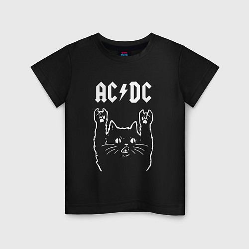 Детская футболка ACDC РОК КОТ / Черный – фото 1