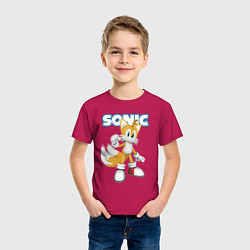 Футболка хлопковая детская Майлз Тейлз Прауэр Sonic Видеоигра, цвет: маджента — фото 2