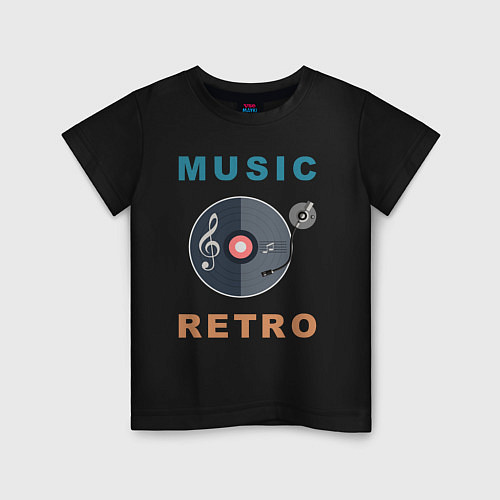Детская футболка Ретро музыка - Виниловая пластинка / Черный – фото 1