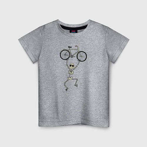 Детская футболка Скелетик и велосипед / Меланж – фото 1