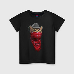 Футболка хлопковая детская Cool kitten in a bandana, цвет: черный