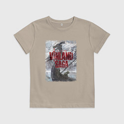 Футболка хлопковая детская Торфинн на дракаре, цвет: миндальный