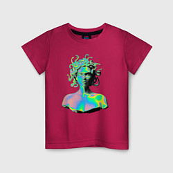 Футболка хлопковая детская Gorgon Medusa Vaporwave Neon, цвет: маджента