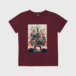 Футболка хлопковая детская Сага о Винланде Конец пролога, цвет: меланж-бордовый