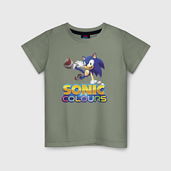 Футболка хлопковая детская Sonic Colours Hedgehog Video game, цвет: авокадо