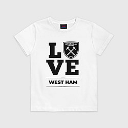 Футболка хлопковая детская West Ham Love Классика, цвет: белый