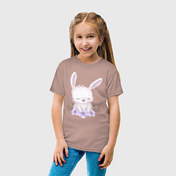 Футболка хлопковая детская Милый Крольчонок С Цветочками, цвет: пыльно-розовый — фото 2