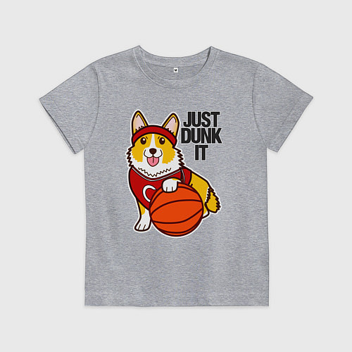 Детская футболка JUST DUNK IT корги / Меланж – фото 1
