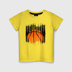 Футболка хлопковая детская Баскетбольный мяч в разрыве, цвет: желтый