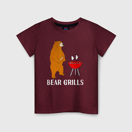 Детская футболка Bear Grills Беар Гриллс / Меланж-бордовый – фото 1