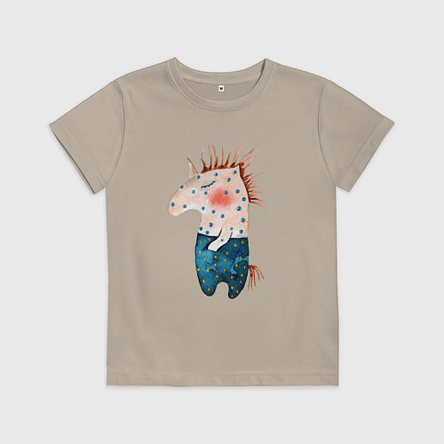Детская футболка Конь Детский рисунок / Миндальный – фото 1