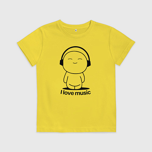 Детская футболка Я Люблю Музыку I love Music / Желтый – фото 1