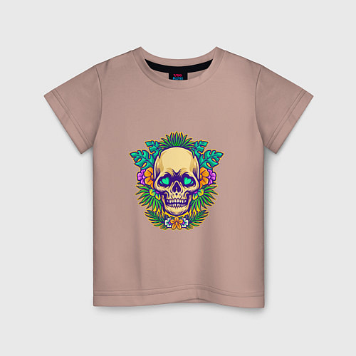 Детская футболка Summer - Skull / Пыльно-розовый – фото 1