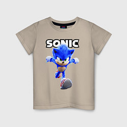 Футболка хлопковая детская Sonic the Hedgehog 2022, цвет: миндальный