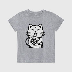 Футболка хлопковая детская JDM Cat & Engine Japan, цвет: меланж