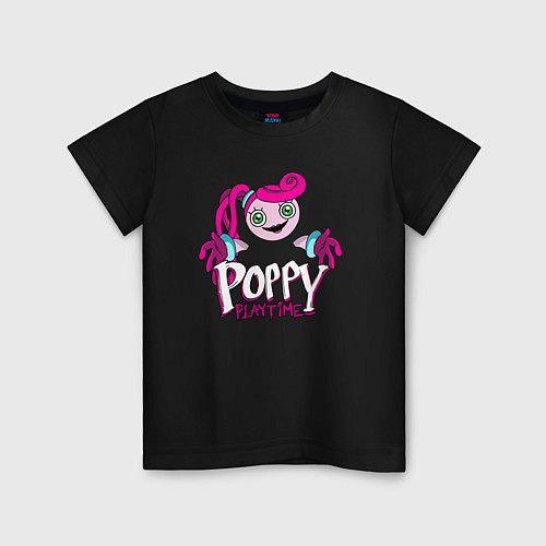 Детская футболка Poppy Playtime Мама Длинные Ноги / Черный – фото 1