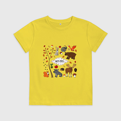 Детская футболка SET OF FOREST ANIMALS / Желтый – фото 1