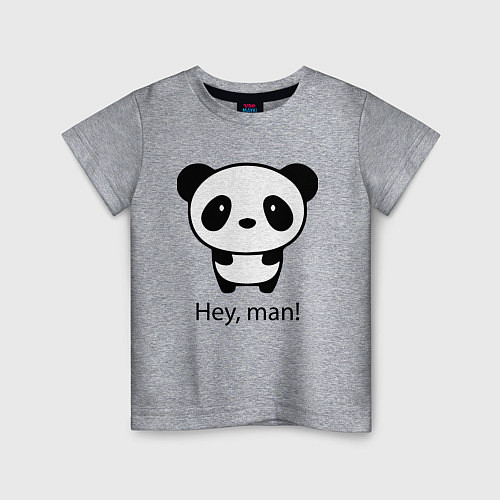 Детская футболка Эй, чувак! Панда Hey, man! Panda / Меланж – фото 1