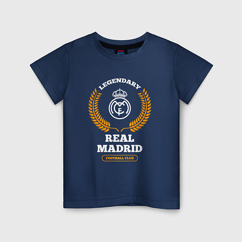 Детская футболка Лого Real Madrid и надпись Legendary Football Club / Тёмно-синий – фото 1