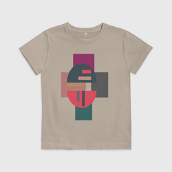 Футболка хлопковая детская Абстракт геометрические цветные фигуры Abstraction, цвет: миндальный