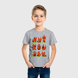 Футболка хлопковая детская Йога красной панды, цвет: меланж — фото 2