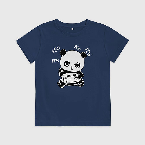 Детская футболка Панда геймер / Тёмно-синий – фото 1