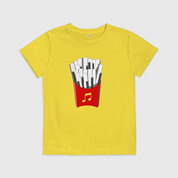 Футболка хлопковая детская Картошка Фри Клавиши Фортепиано, цвет: желтый