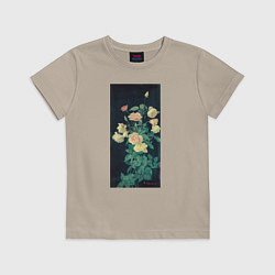 Футболка хлопковая детская Roses Розы, цвет: миндальный