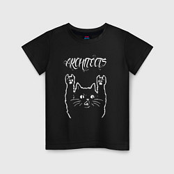 Футболка хлопковая детская Architects Рок кот, цвет: черный