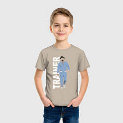 Футболка хлопковая детская Тренер Джентельменов, цвет: миндальный — фото 2