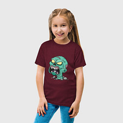 Футболка хлопковая детская Scary Zombie, цвет: меланж-бордовый — фото 2