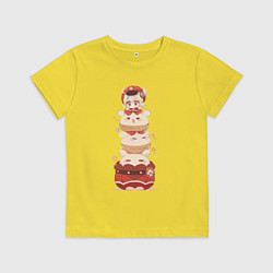 Футболка хлопковая детская Геншин импакт chibi clee, цвет: желтый