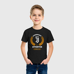 Футболка хлопковая детская Лого Juventus и надпись Legendary Football Club, цвет: черный — фото 2