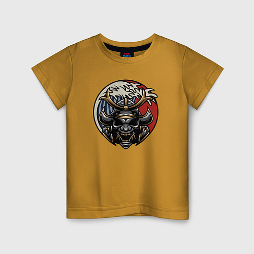 Детская футболка Шлем Маска самурая / Горчичный – фото 1