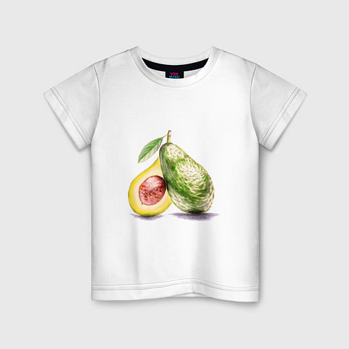 Детская футболка Авокадо, нарисовано вручную / Белый – фото 1