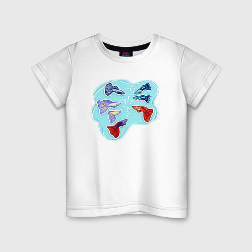 Детская футболка Разноцветные рыбки Подводный мир / Белый – фото 1