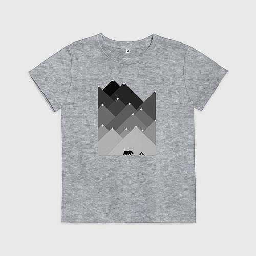 Детская футболка Медведь и треугольные горы / Меланж – фото 1