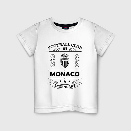 Детская футболка Monaco: Football Club Number 1 Legendary / Белый – фото 1