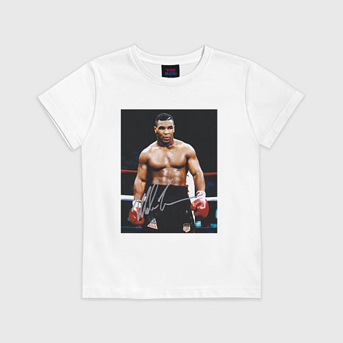 Детская футболка Майк Тайсон Фото с авторгафом Mike Tyson / Белый – фото 1