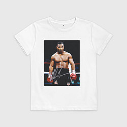 Футболка хлопковая детская Майк Тайсон Фото с авторгафом Mike Tyson, цвет: белый