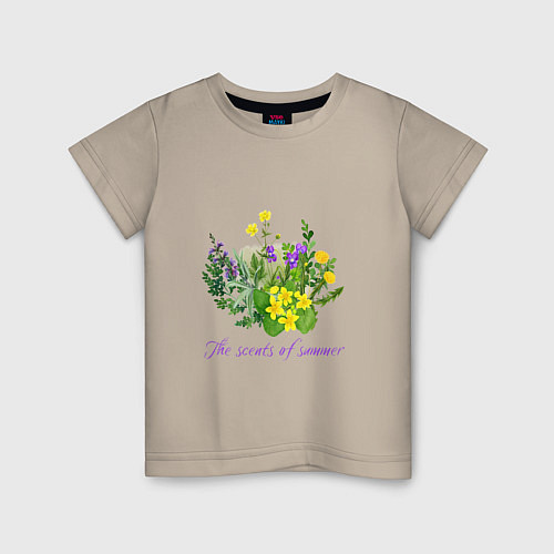 Детская футболка Ароматы лета полевые цветы лето / Миндальный – фото 1