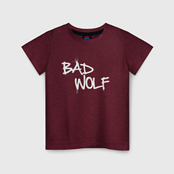 Футболка хлопковая детская Bad Wolf злой волк, цвет: меланж-бордовый