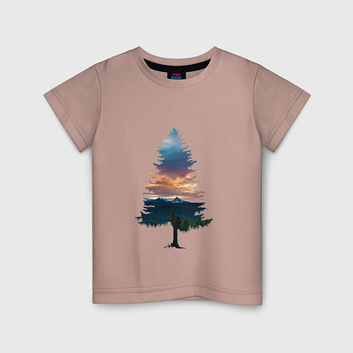 Детская футболка Лес в ёлке / Пыльно-розовый – фото 1