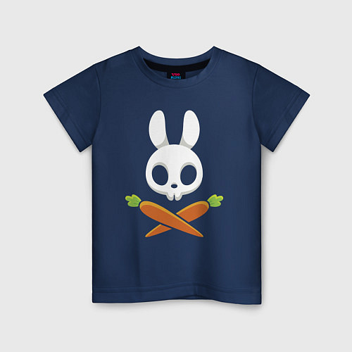 Детская футболка Череп кролика с двумя морковками / Тёмно-синий – фото 1