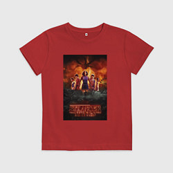 Футболка хлопковая детская Очень странные дела, персонажи, цвет: красный